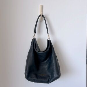 Burberry Black Pebbled Leather Slouchy Shoulder Bag